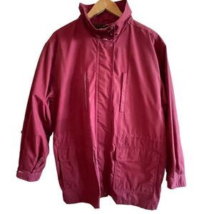 Lands End ~ Women’s Red Outerwear Jacket ~ Plaid Wool Lining ~ size L